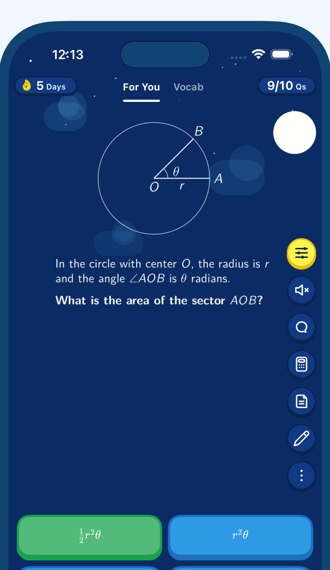 Dolphin SAT product preview showing a math question, answer choices, daily question count, and study streak.